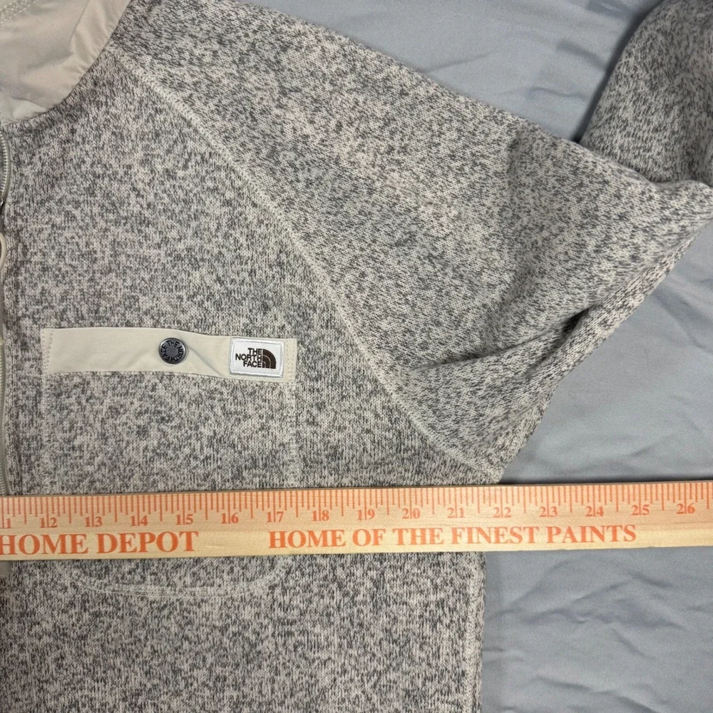 North Face Gordon Lyons Quarter Zip Fleece Pullover Grey Cream Mens M Gorpcore